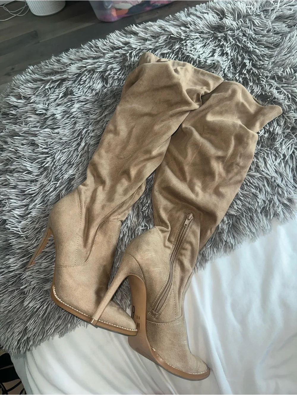 Mix No. 6 Taupe Over-the-Knee Suede Stiletto Boots